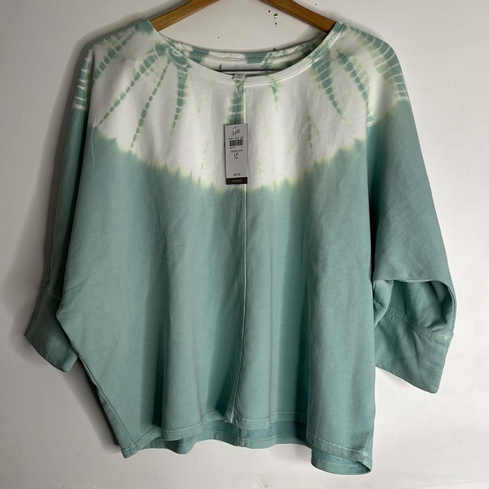 NWT PURE JILL J JILL) DOLMAN SLEEVE TOP-L-TIE DYE-FRENCH TERRY ORGANIC COTTON LP
